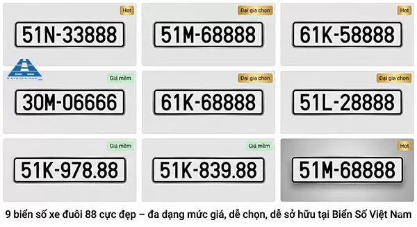 biển số xe đu&ocirc;i 88 cực đẹp