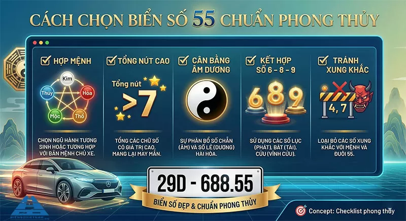 c&aacute;ch chọn biển số xe đu&ocirc;i 55 chuẩn phong thuỷ