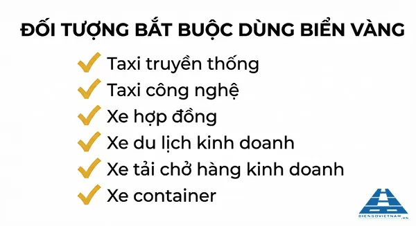 những đối tượng bắt buộc sử dụng biển số xe màu vàng