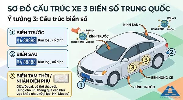 xe 3 biển số ở trung quốc l&agrave; g&igrave;